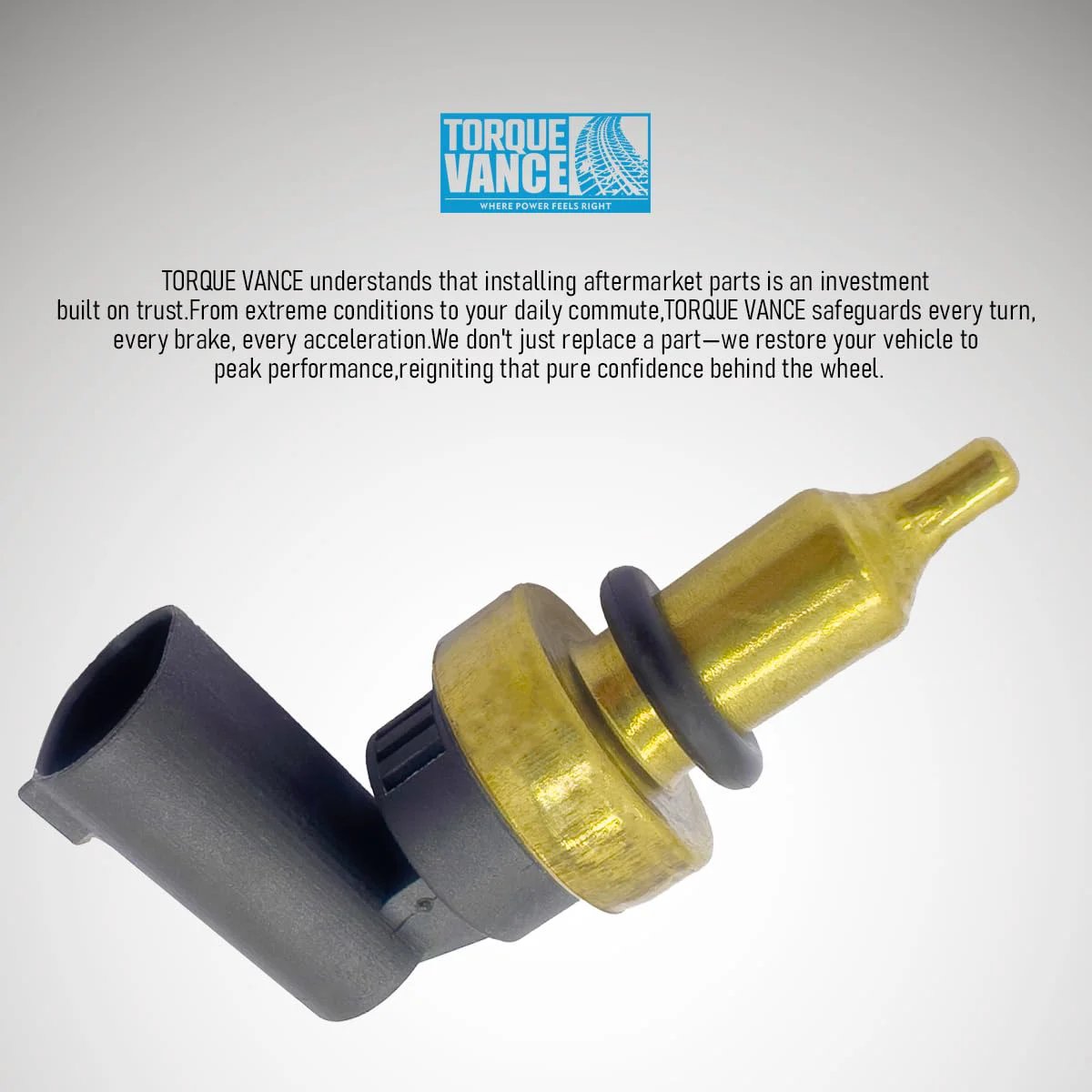 Premium Replacement Coolant Temperature Sensor For Mercedes Benz A Class B Class C Class E Class CLA CLK CLS And More From TorqueVance, showing front view with connector.