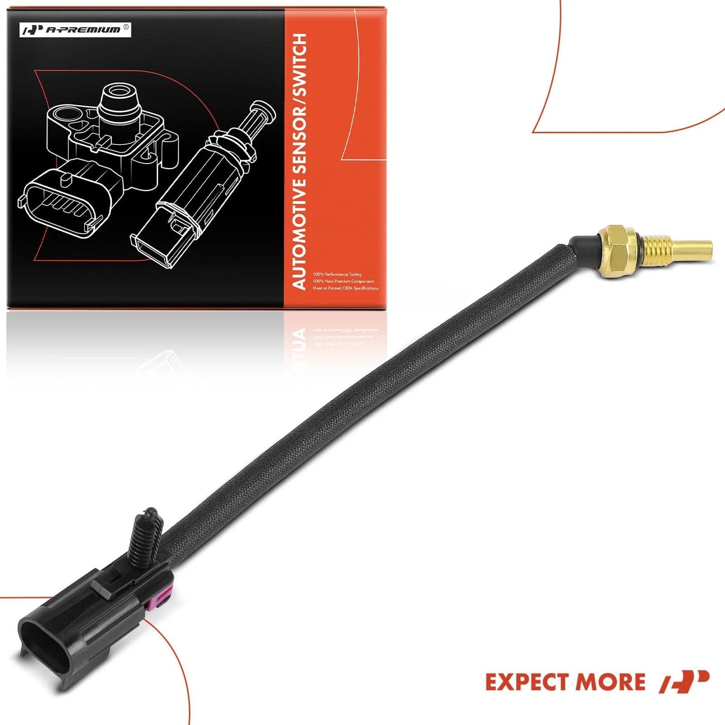 Premium Replacement Coolant Temperature Sensor For Buick Rainier Chevrolet Colorado Trailblazer GMC Canyon Envoy Hummer H3 Isuzu Ascender I-280 Saab 9-7X, showing the connector and sensor design.