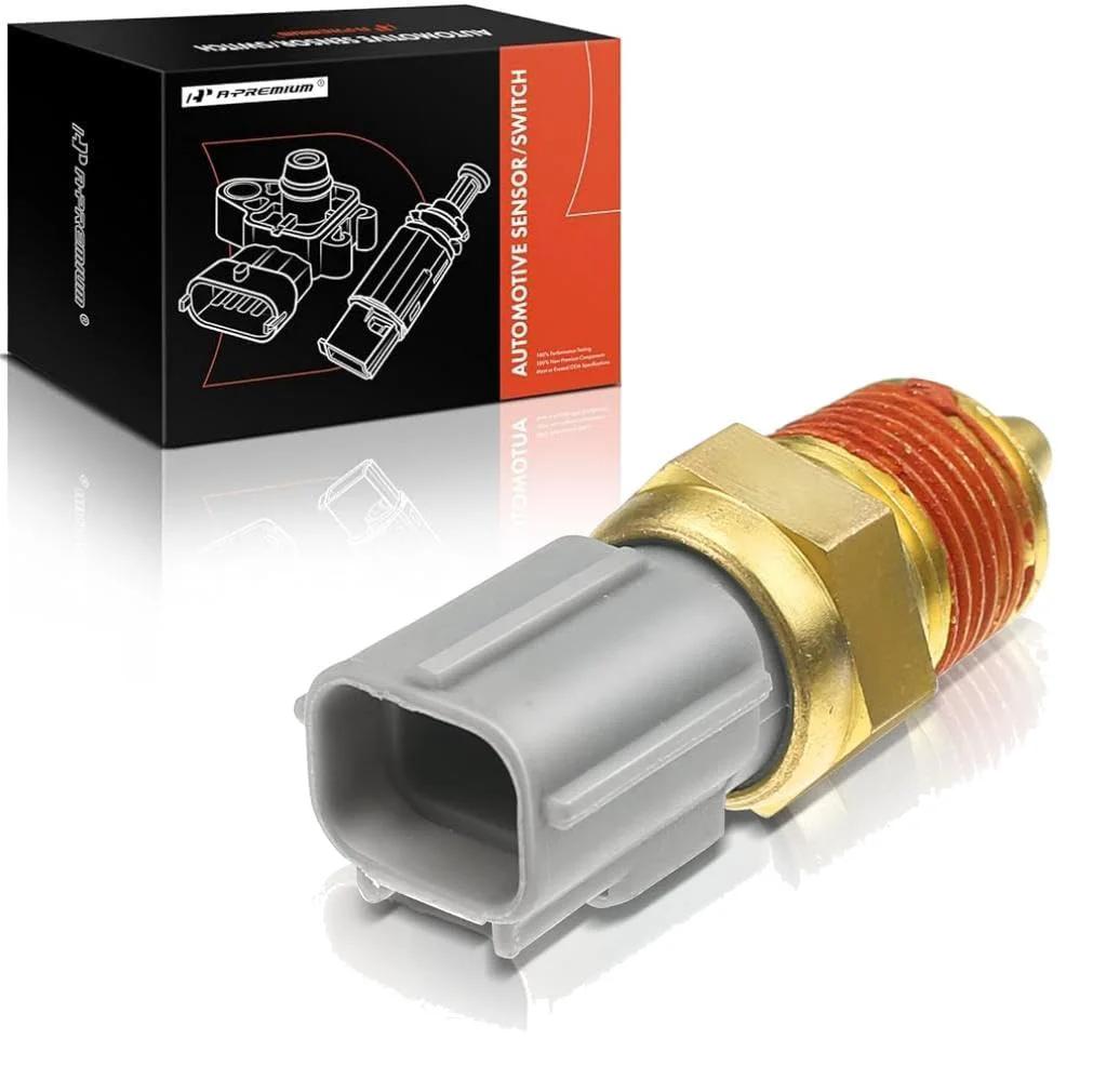 Premium Engine Coolant Temperature Sensor F5AF-12A648-AA direct fit replacement, featuring a gold finish and female connector.