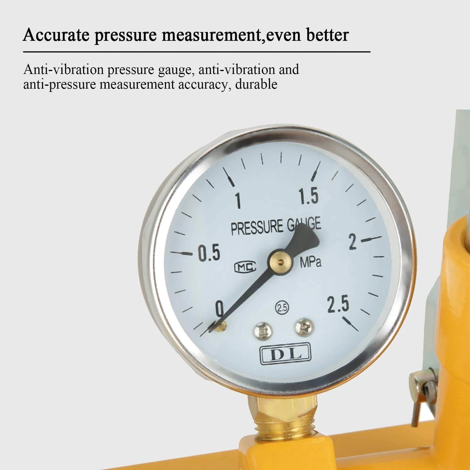 Pressure gauge on Hydraulic Pressure Test Pump, 2.5Mpa 25KG Manual Hydraulic Water Pressure Test Pump, Pipeline Tester Tool.