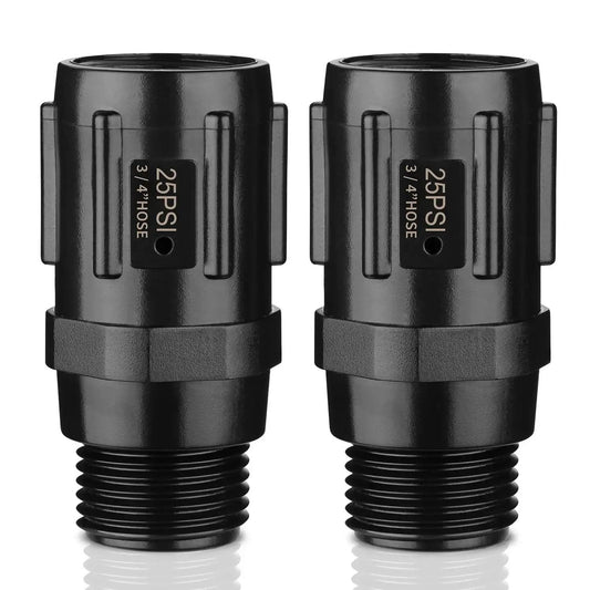 Pressure Regulator 25 PSI Three Quarter Inch FHT to Three Quarter Inch MHT Low Flow Valve for Drip Irrigation Systems Two Pack