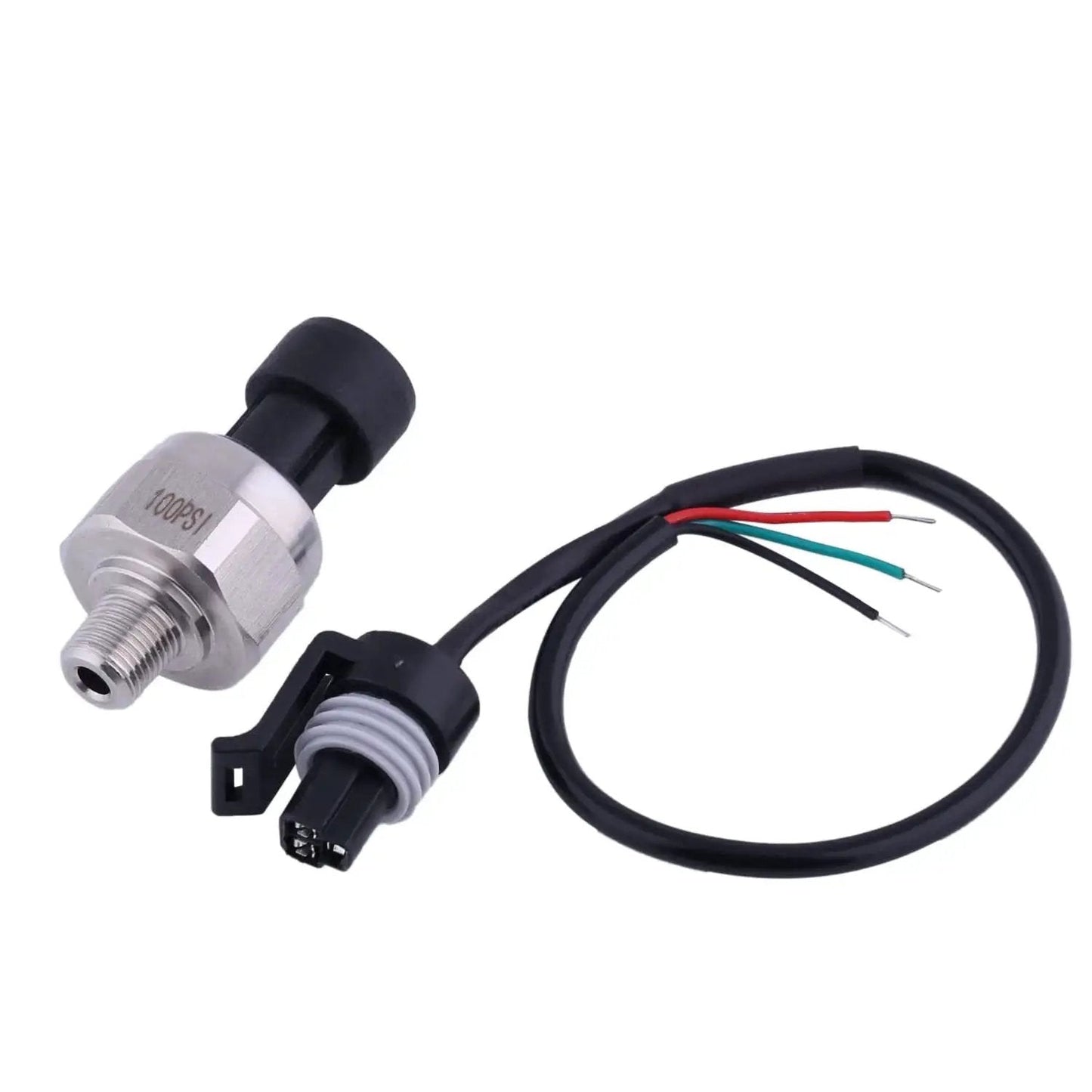 High-Accuracy 0-100 PSI Pressure Sensor Transducer With 1/8-27 NPT Thread, 316 Stainless Steel Housing and wiring harness