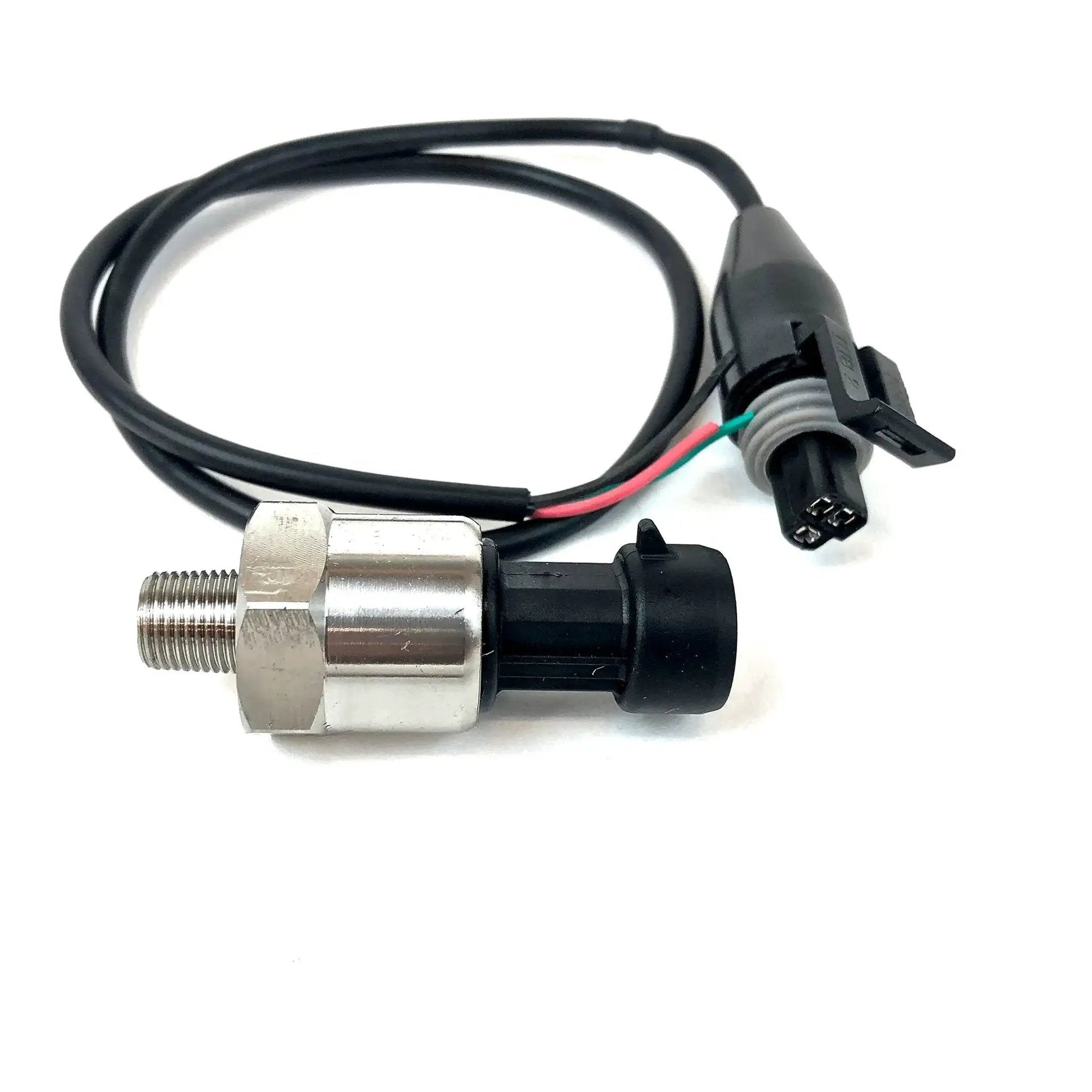 1600 PSI Universal 5V Pressure Transducer Sensor with Wiring Connector, Stainless Steel Case, 1/8-27 NPT Thread, Quick Disconnect Pigtail