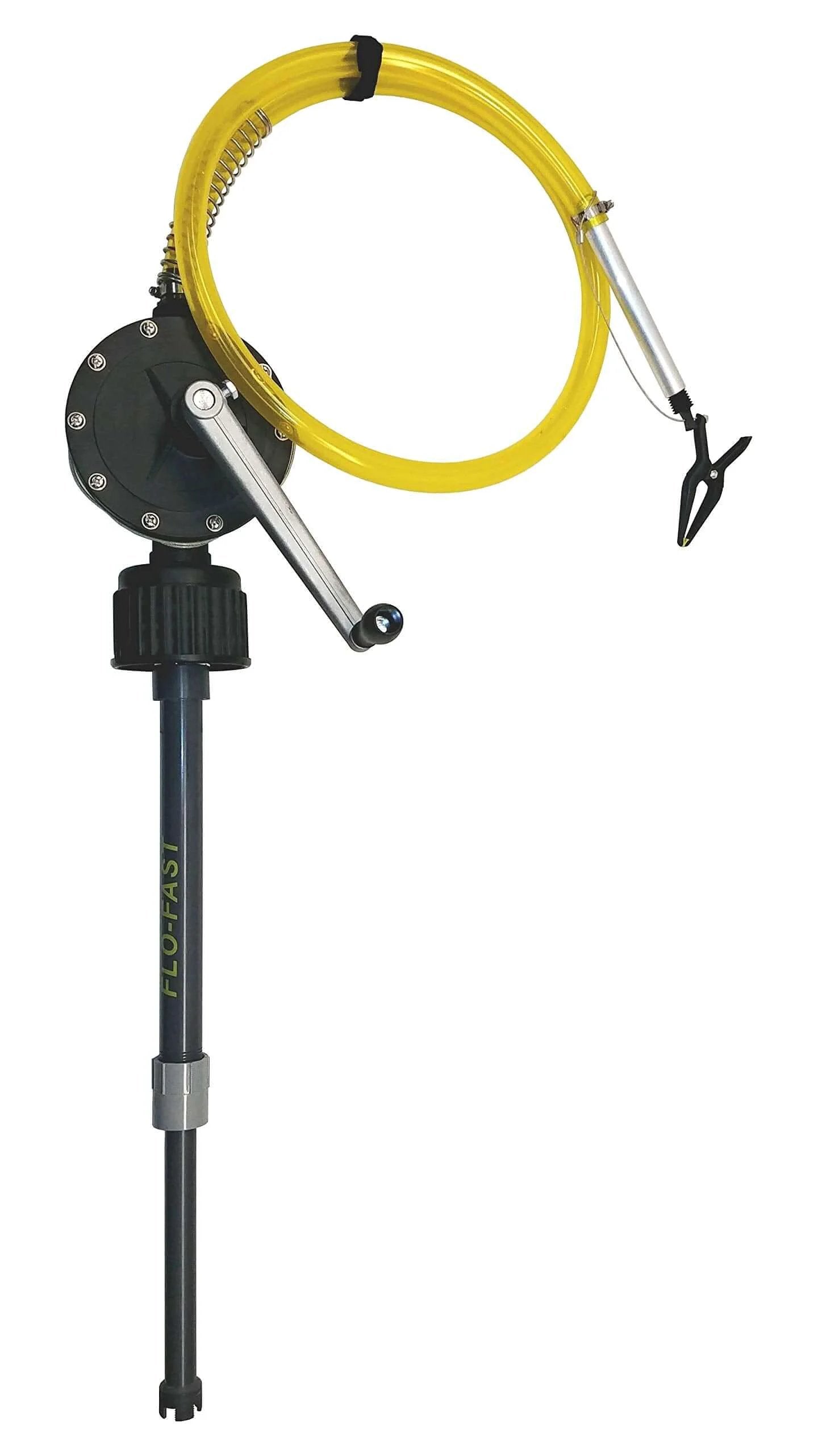 FLO-FAST Pro Pump, 8GPM, Telescoping Draw Tube, fits Containers and Barrels, Portable, Durable, Made in USA – side view