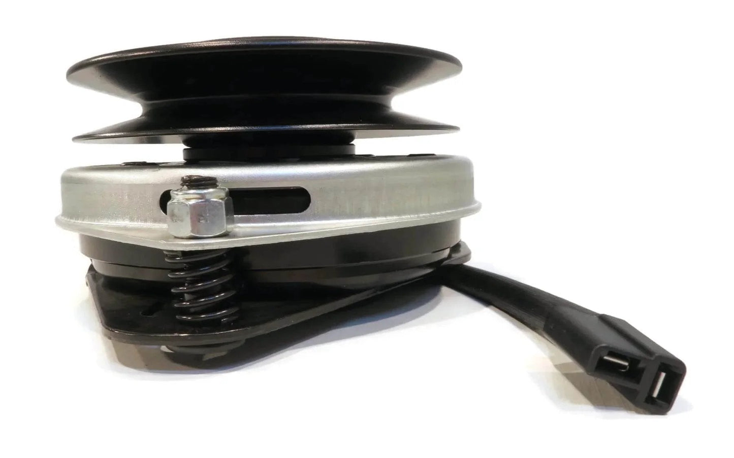 Side view of PTO Clutch Counter Clockwise (CCW) with 1" Crankshaft, 5 5/16" Pulley Diameter, showing preinstalled keyway and wiring.