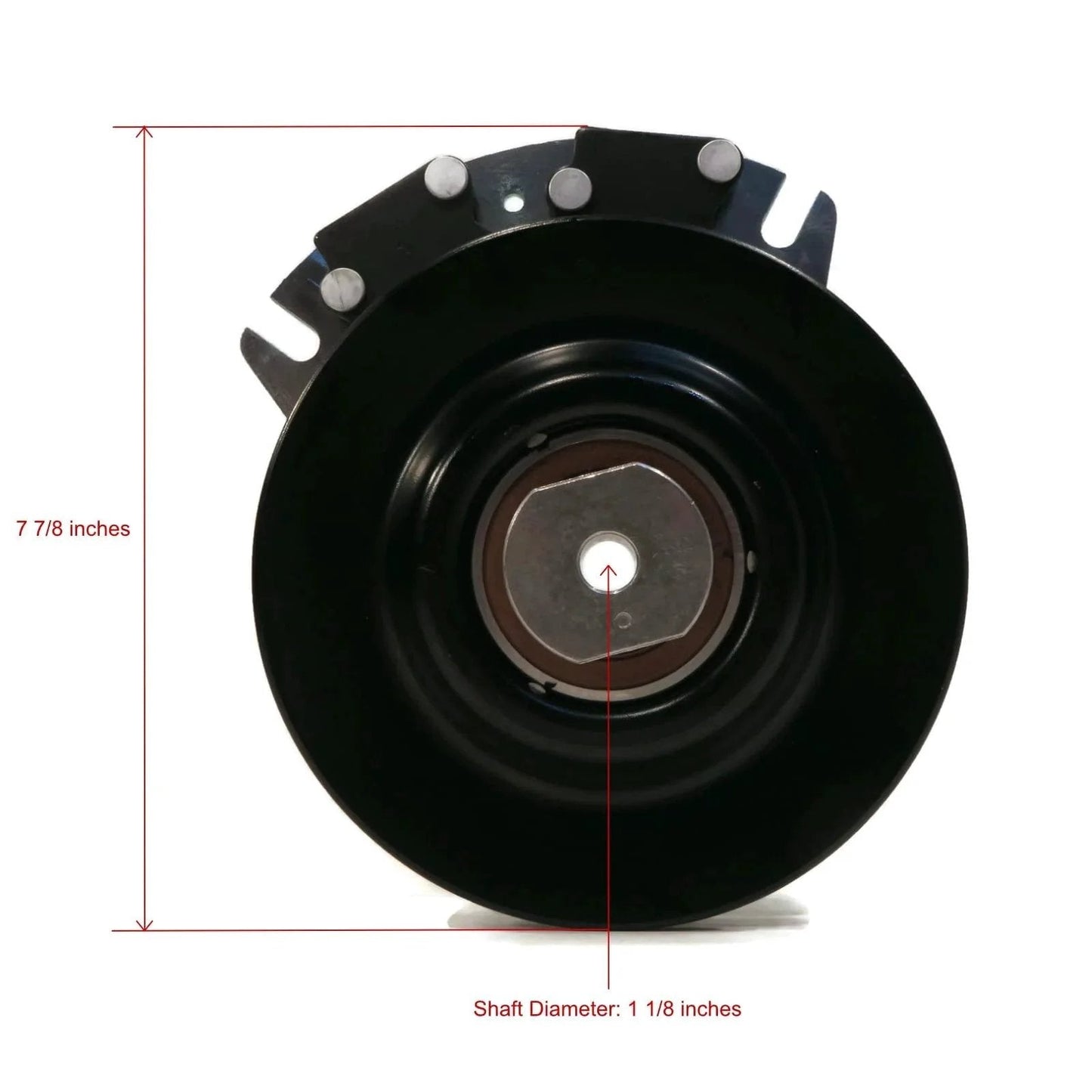 Front view of PTO Clutch Compatible with Warner 5218-222, showing shaft diameter 1 1/8 inches and pulley diameter 7 7/8 inches.