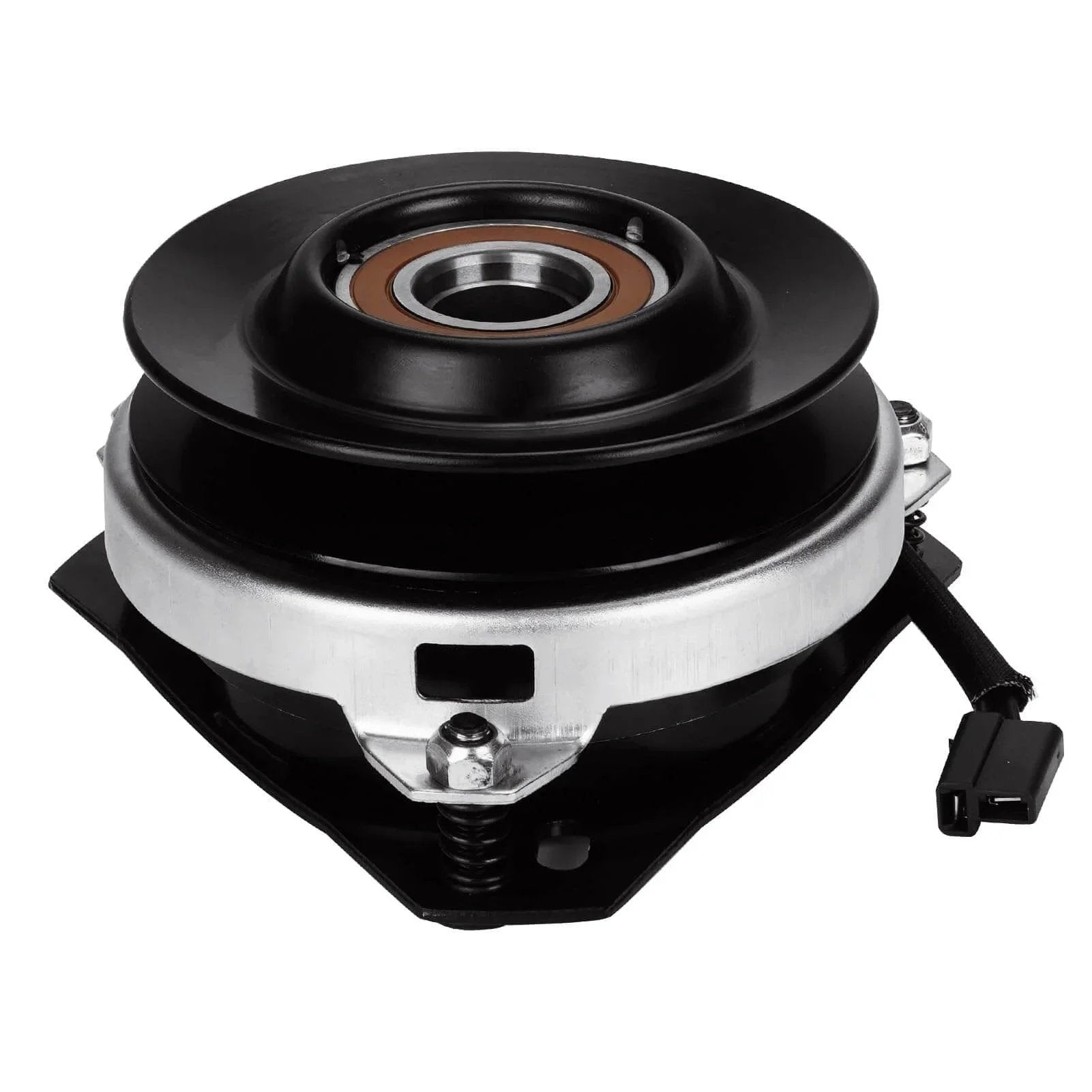 Front view of PTO Clutch for Simplicity 1703816 Warner 5210-33 5215-59 Cub Cadet MTD, metal construction with attached wiring