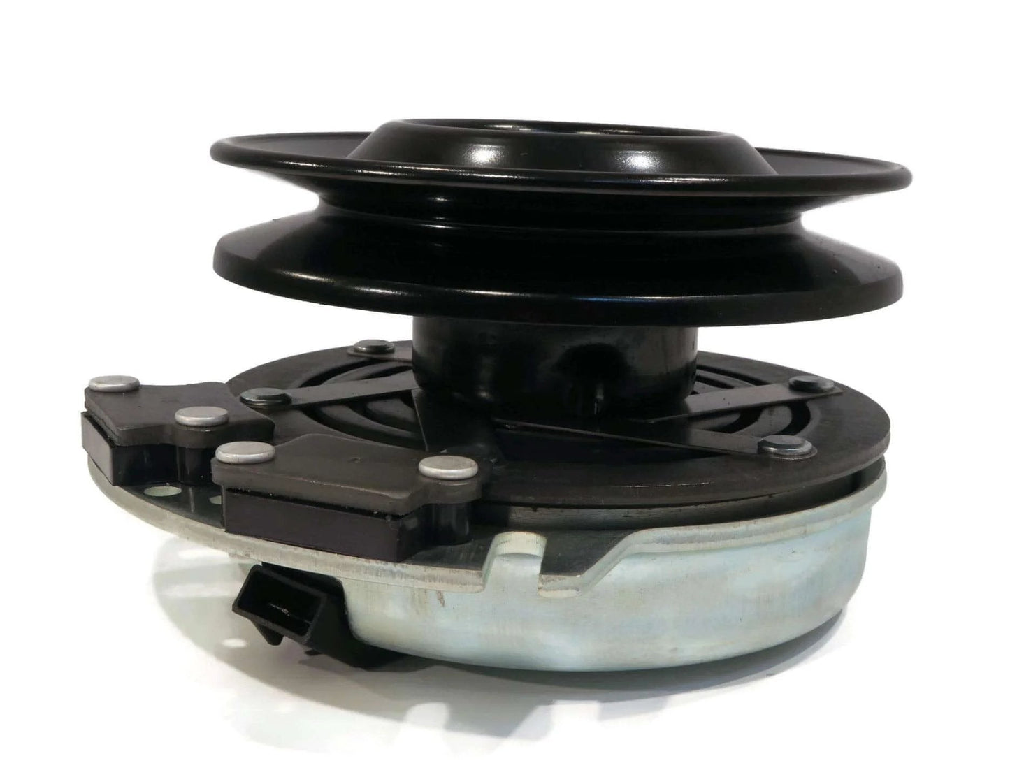 Side view of PTO Clutch & Wire Harness for 2012 Cub Cadet 48 Z-Force S Commercial 53BH5FJB showing metal and plastic components