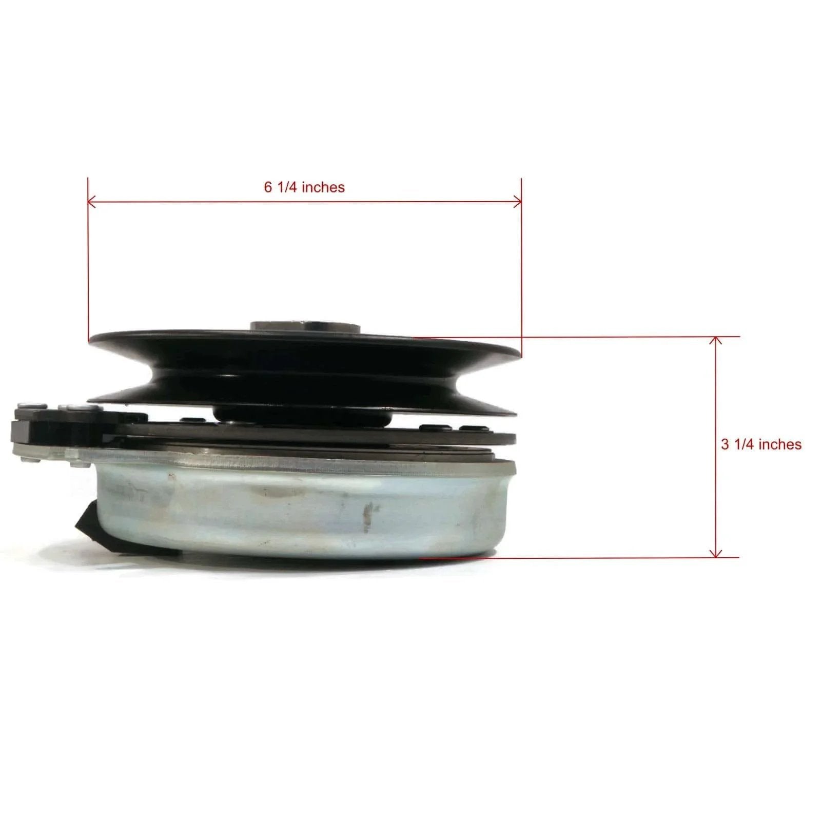 Side view of PTO Clutch with Wire Harness for Hustler FasTrak with 54" Deck 928291, 928502, showing dimensions.