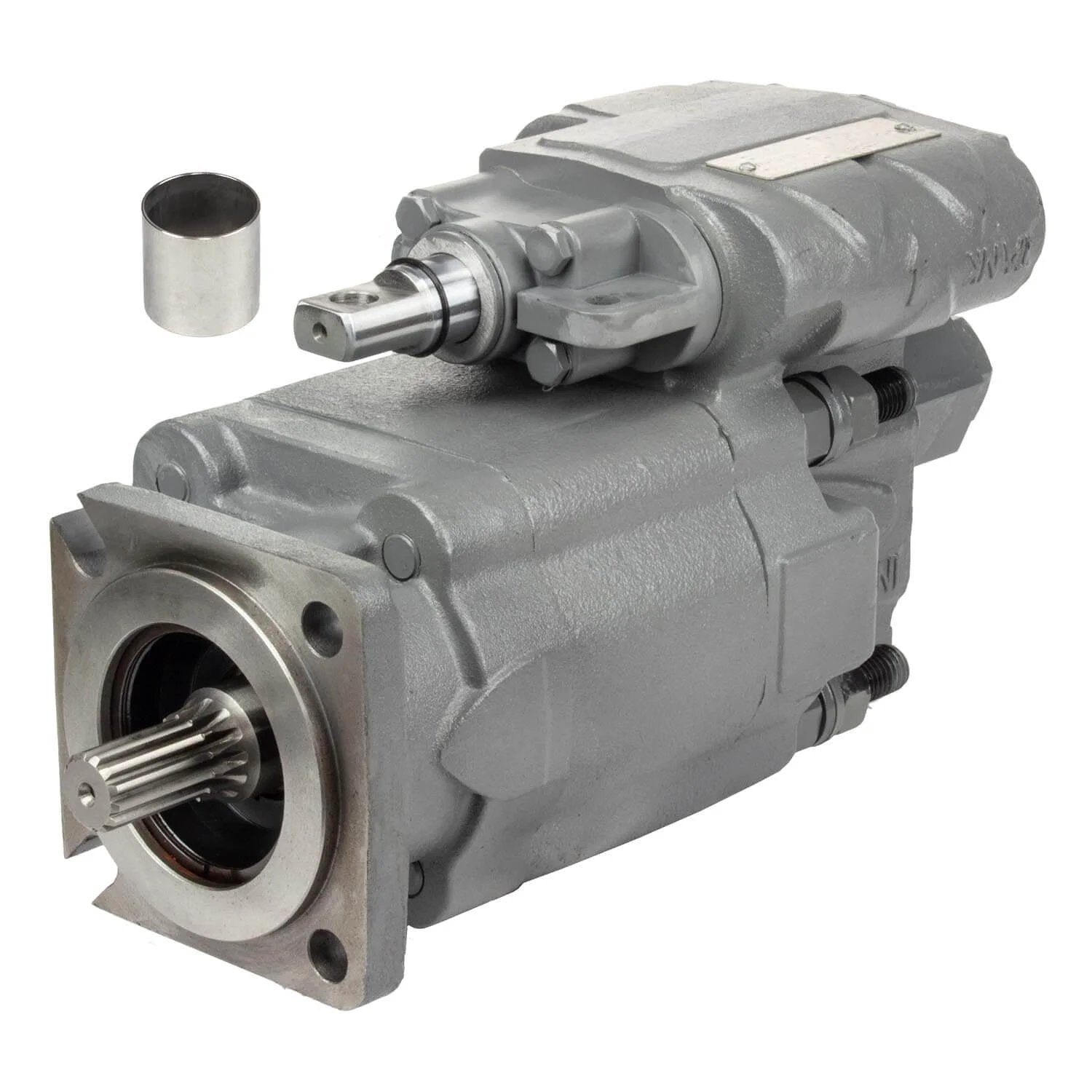 PTO Dump Pump Hydraulic Gear Pump C102 Series 49 GPM @ 1800 RPM, 3000 PSI Direct Mount – shown with metal housing and input shaft