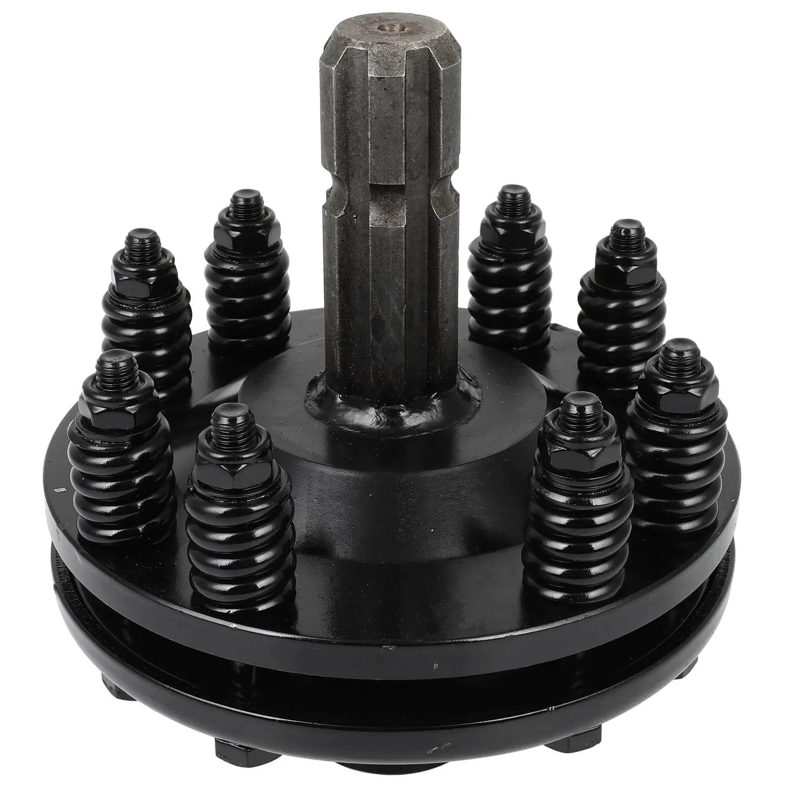 Front view of PTO Slip Clutch, 1-3/8" 6 Splines Both Ends Slip Clutch, Adjustable Rotary Cutter Brush Hog Slip Friction Clutch, black