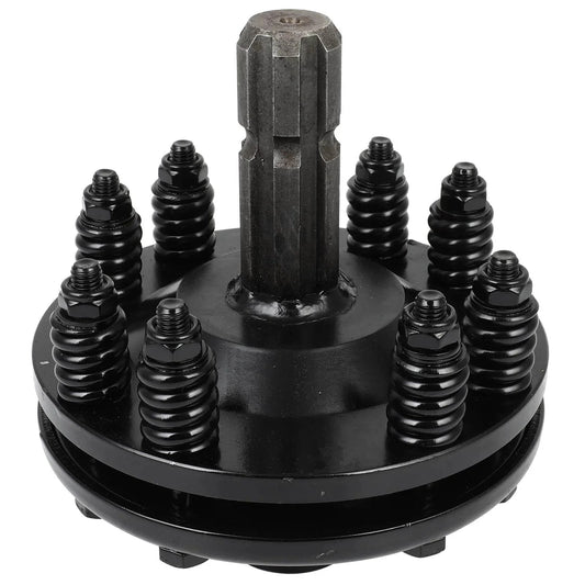 PTO Slip Clutch, 1-3/8" 6 Splines Both Ends Slip Clutch in black, showing front view with springs and shaft detail.