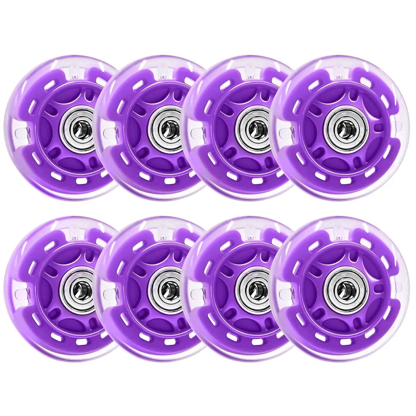8-Pack Inline Skate Wheels 64mm With Bearings For Indoor And Outdoor Replacement - High-Performance 82A Polyurethane, Purple