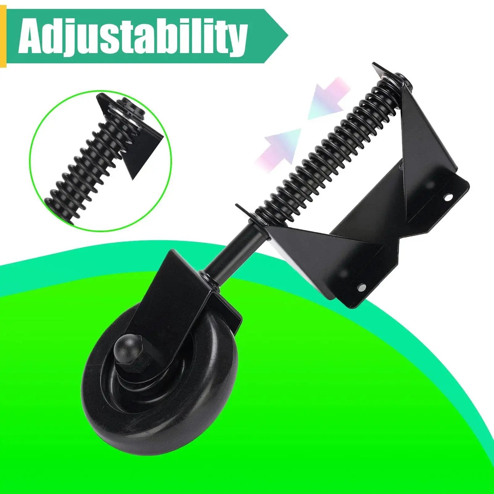 4.3 Inch Heavy Duty Gate Wheel With Spring Loaded Mechanism PVC, shown with focus on adjustability feature for garden gates
