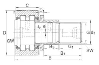 PWKRE52-2RS 52mm Cam Follower Stud Type Track Roller Bearing