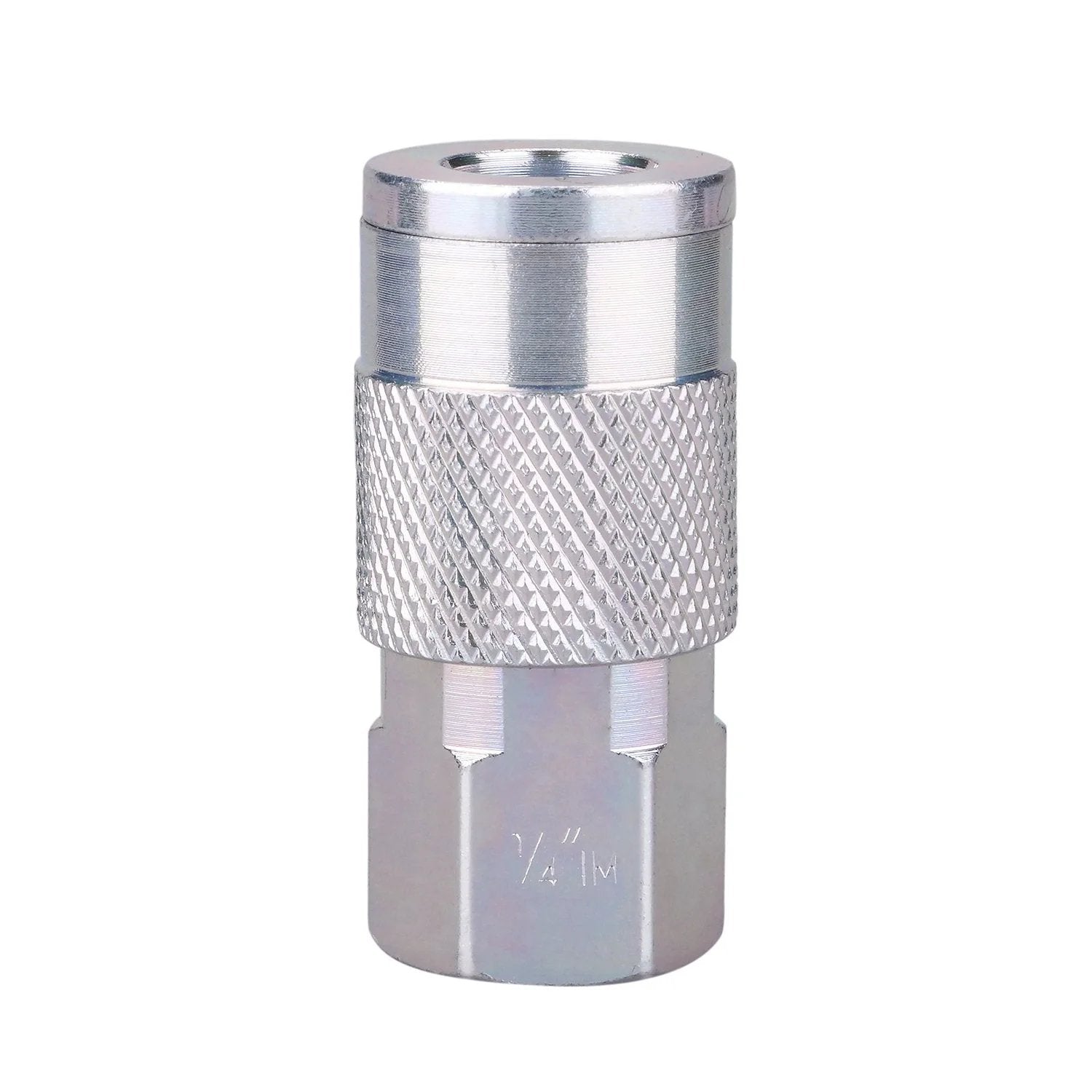 Close-up of IM Type Quick Connect Air Fittings Kit With One Quarter Inch NPT Threads, stainless steel, designed for quick disconnect.