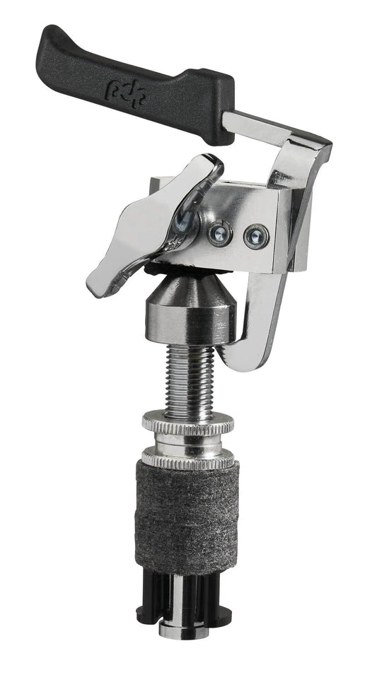 Quick-Release Drop-Lock Hi-Hat Clutch in metal construction, side view, showing quick-release mechanism and drop-lock feature.