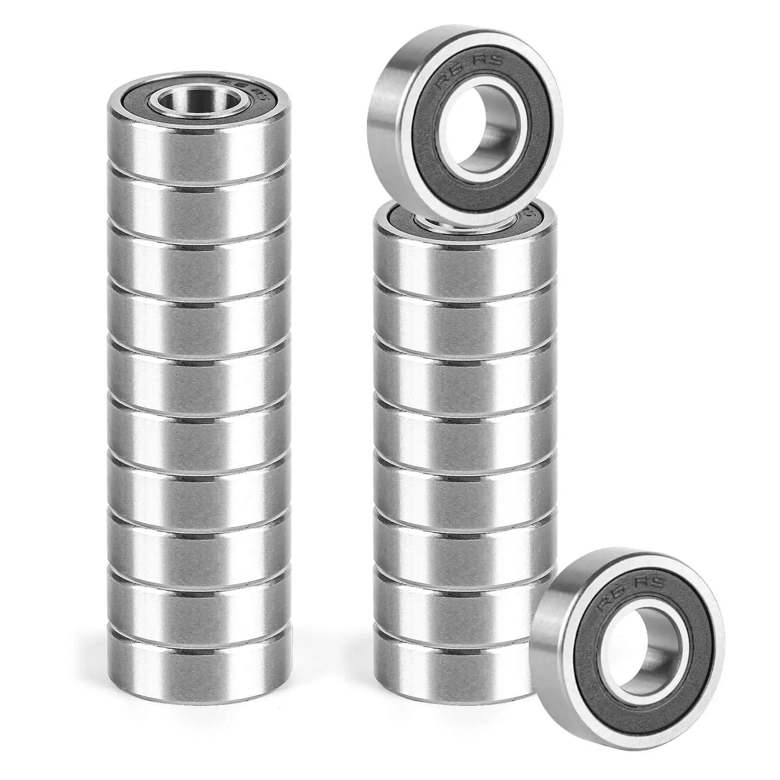 Pro-Grade R6-2RS Ball Bearings Set 1/4 By 5/8 By 0.196 Inch Double Sealed For Quiet Smooth Performance In Motors Machinery And DIY Projects