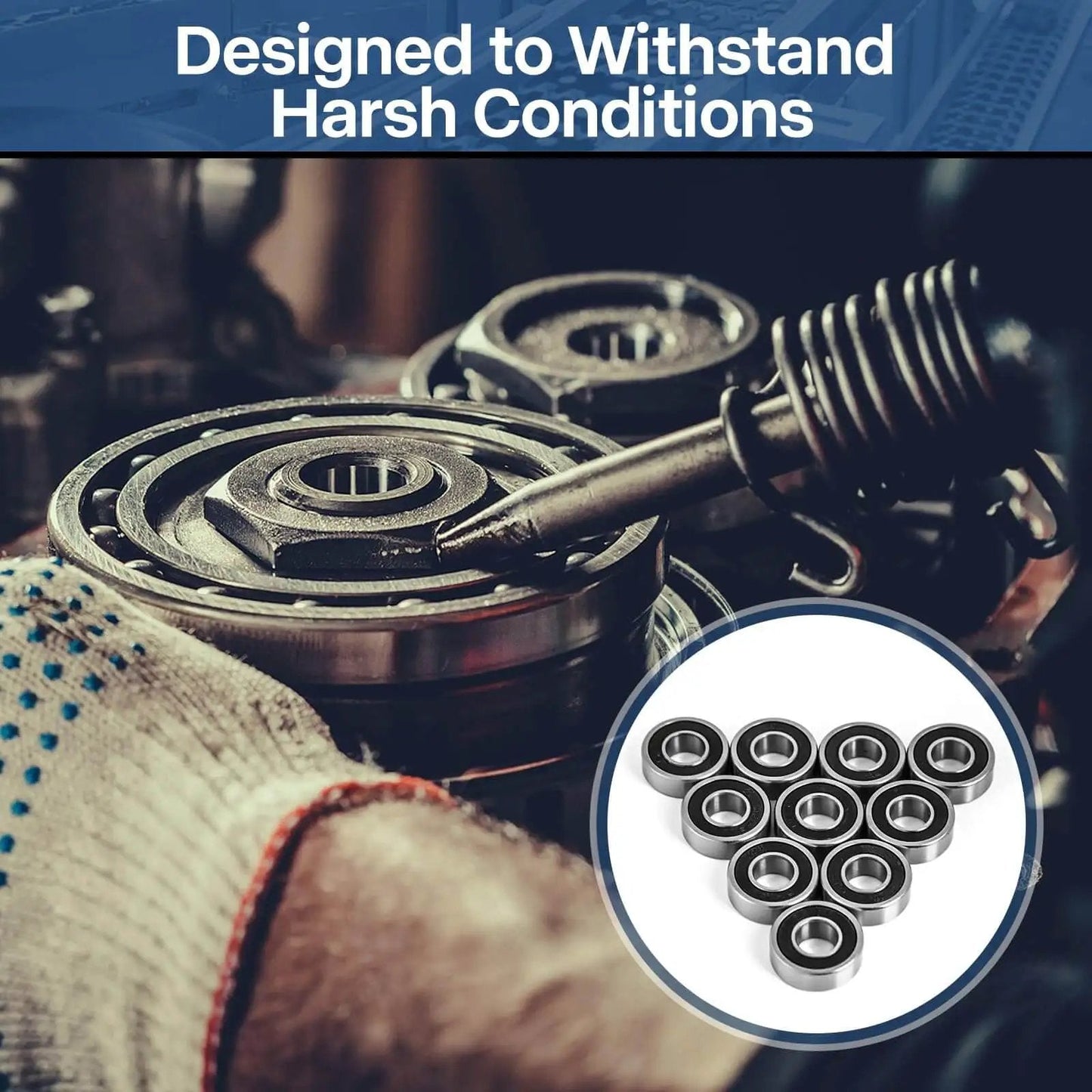 Pro-Grade R6-2RS Ball Bearings Set 1/4 By 5/8 By 0.196 Inch Double Sealed For Quiet Smooth Performance in machinery.
