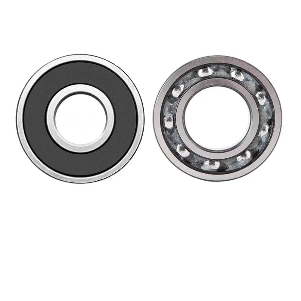 R8 2RS Deep Groove Ball Bearings With Double Rubber Seals And Bearing Steel For All Purpose Motors Wheels Home Appliances Garden Gear One Half By One And One Eighth By Five Sixteenths Inches 16 Pack product front view showing seals and metal structure