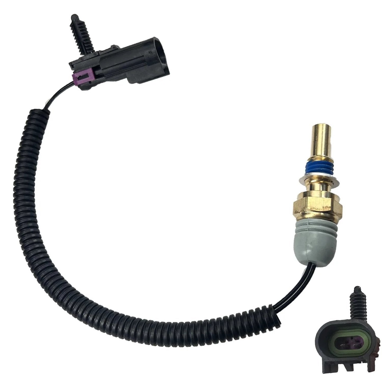 Radiator Coolant Temperature Sensor Pigtail Replacement For 2002 To 2005 GM Trailblazer Envoy Ascender Bravada Rainier showing connector and sensor.