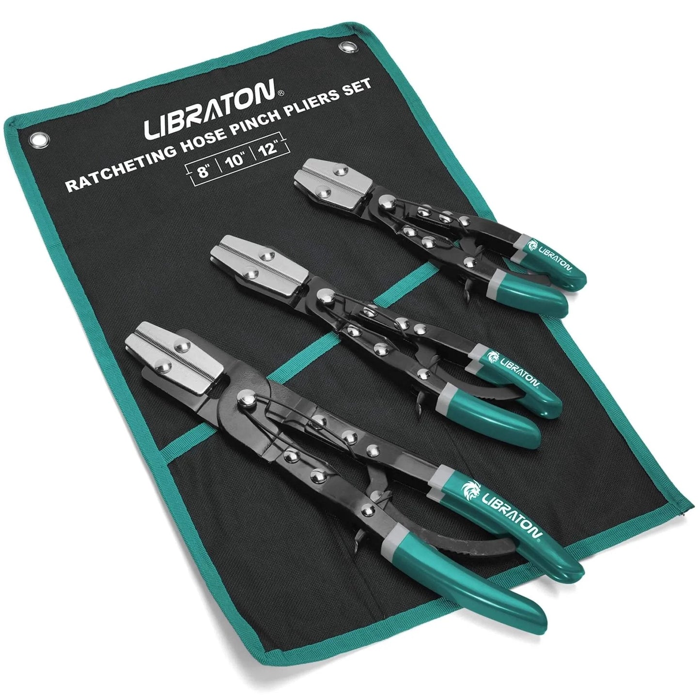 Hose Clamp Pliers Set 3 Piece Ratchet Hose Pliers For Automotive Fuel And Radiator Hoses Includes 8 Inch 10 Inch 12 Inch Pliers