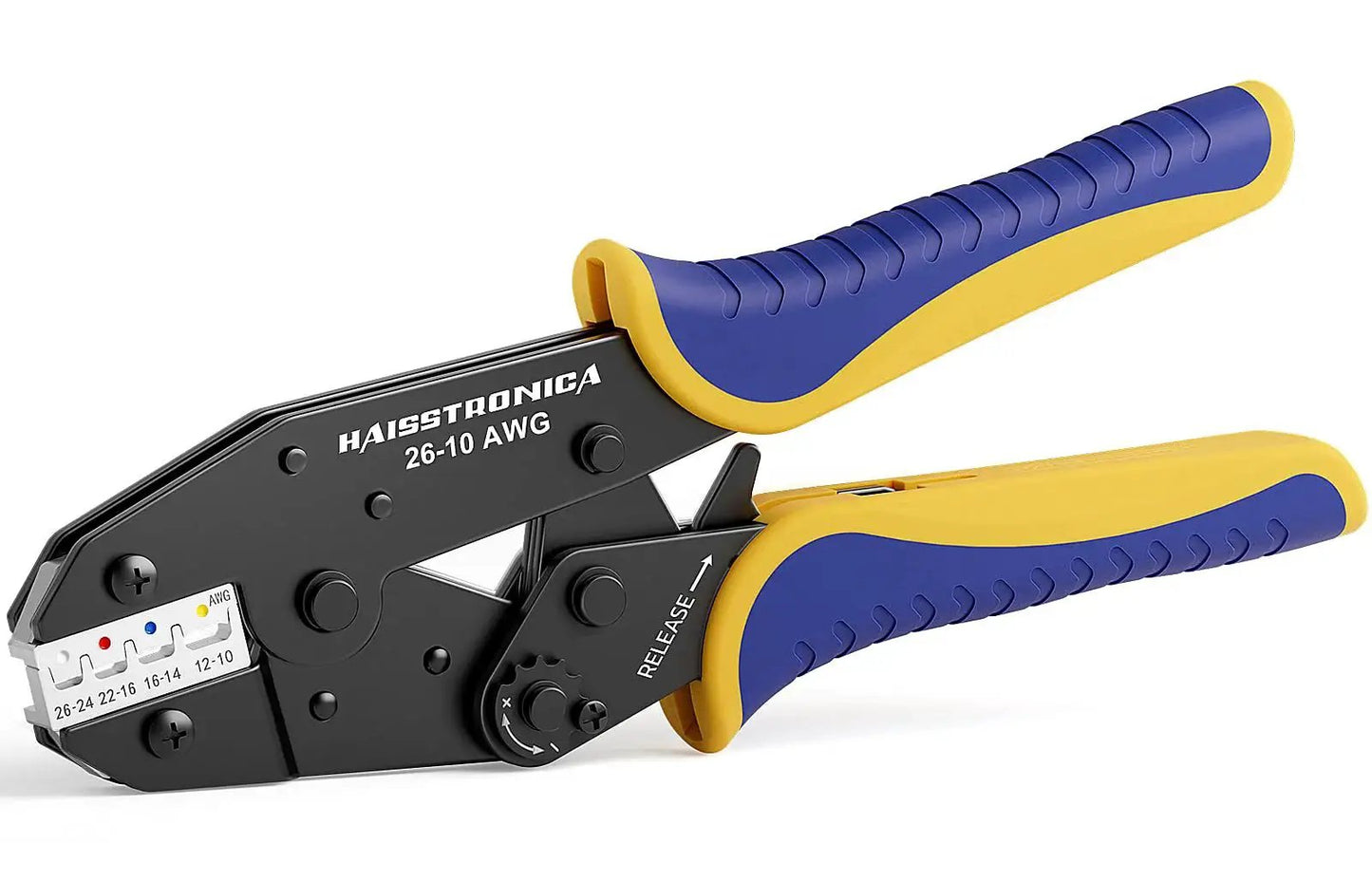 Crimping Tool For Heat Shrink Connectors AWG 26 To 10 Ratchet Wire Terminal Crimper For Insulated Nylon And Electrical Wire Connectors HS 8327