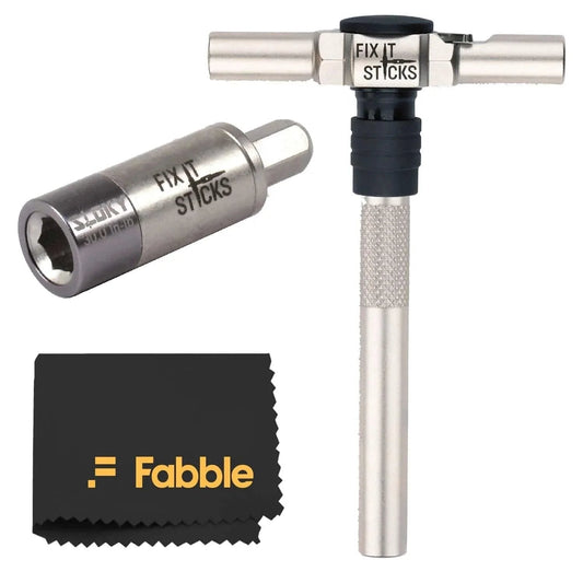 Set of 2 tools Bundle - Ratcheting T-Way Wrench & Torque Limiter 30 Inch-lb shown with microfiber cloth