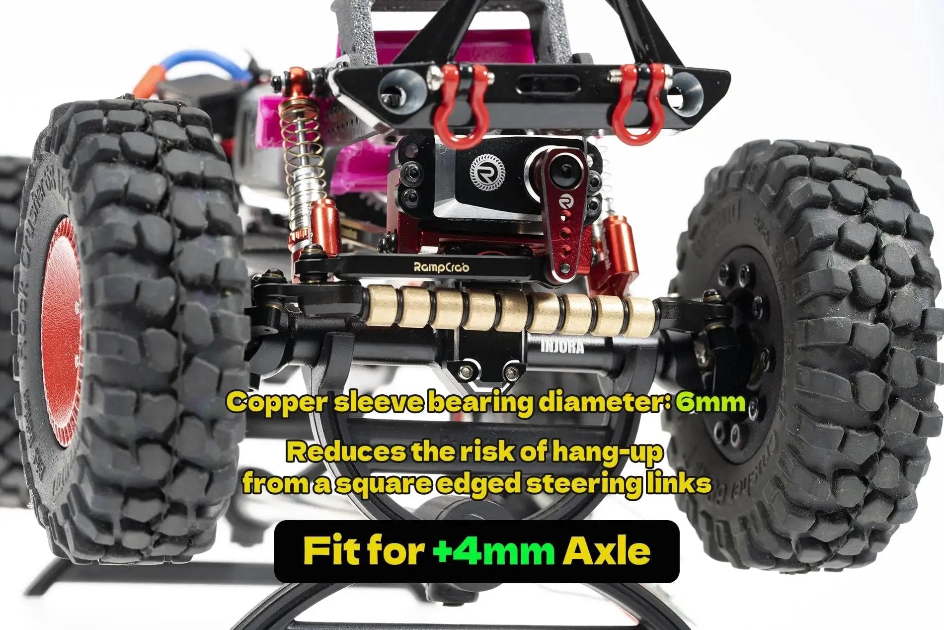 Copper Sleeve Bearing Steering Link Kit For SCX24 And AX24 With 4mm Axles On Each Side 2 Sets Installed on RC Car