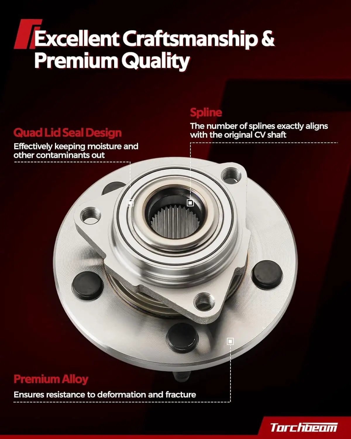 Close-up of Two Pack Rear Wheel Bearing and Hub Assembly 512644 with features for Camry, RAV4, Lexus ES, Avalon, C-HR 2018-2024.