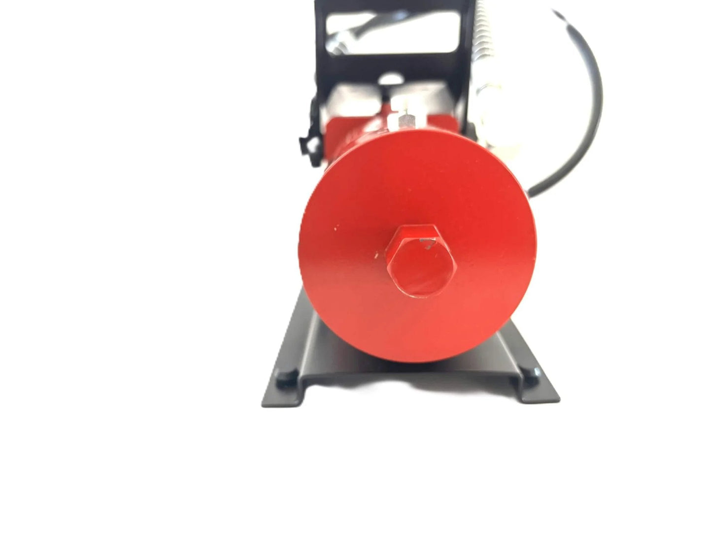 Front view of red Air Hydraulic Pump 0.45 Gal 10,000 PSI Reservoir NPT 3/8" Oil Outlet, NPT 1/4" Inlet, Air Hydraulic Foot Pump