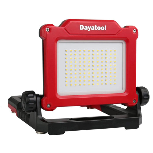 Powerful 4000 Lumen Cordless LED Work Flood Light Rechargeable Portable For Automotive Use Compatible With Milwaukee M18 Dewalt 20V And Makita Batteries Three Brightness Modes Red