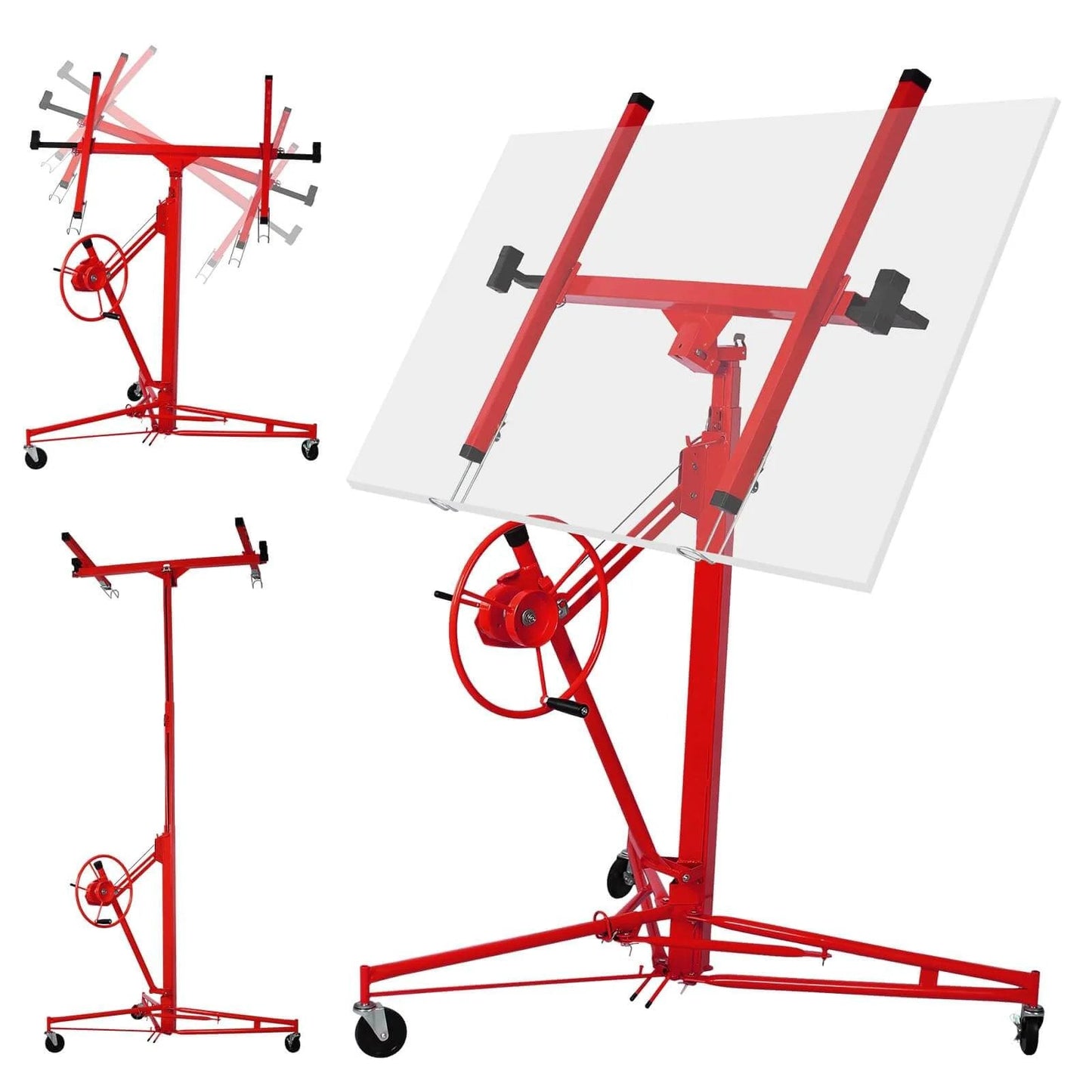 Red ✝️ Drywall Lift 11 ft Sheetrock Lift Drywall Hoist for Ceiling with 360° Adjustable Mechanism