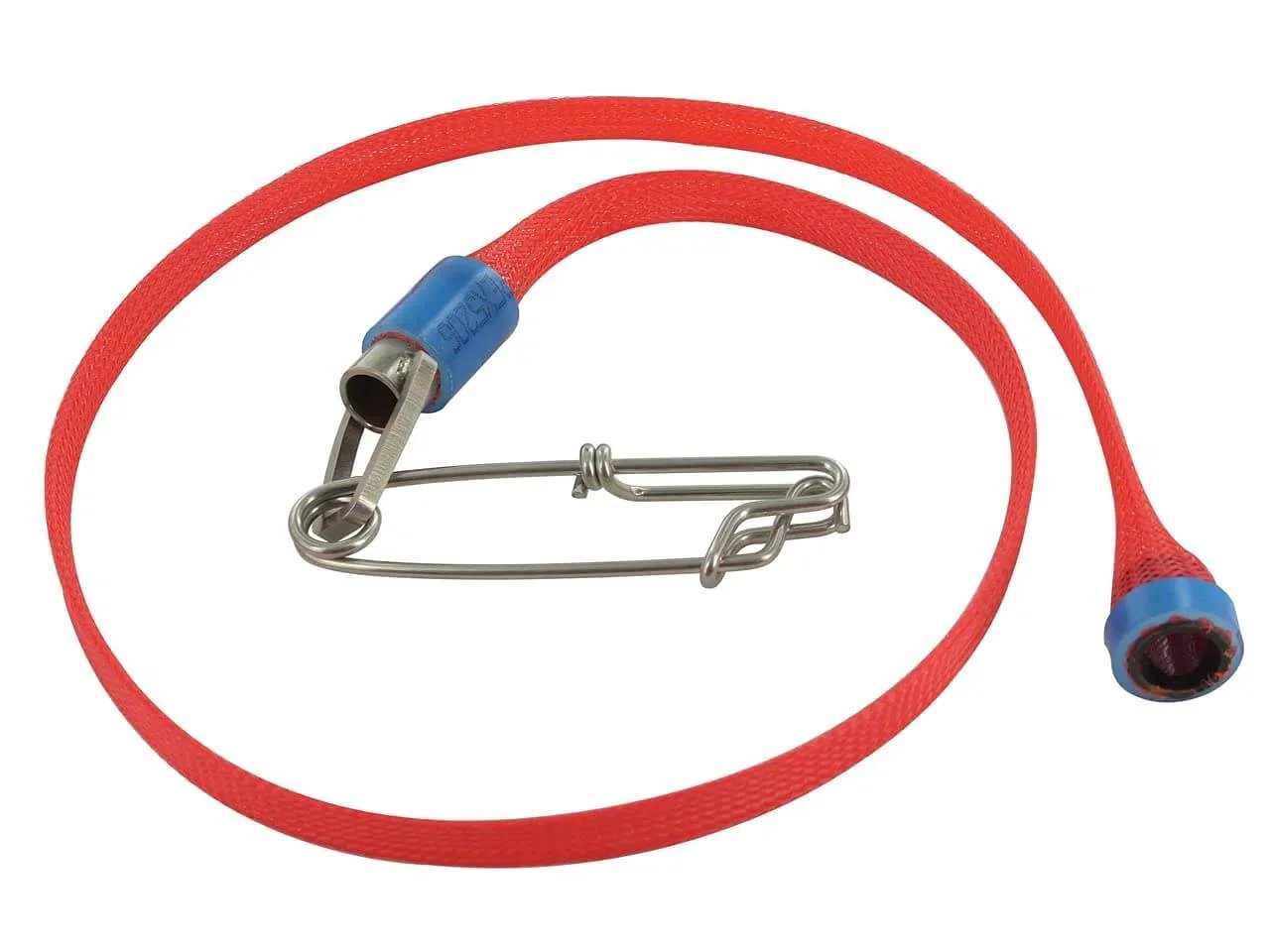 Spearfishing Floatline Clutch for Fighting Big Fish Freediving Spearfishing in red with metal clip and blue accents
