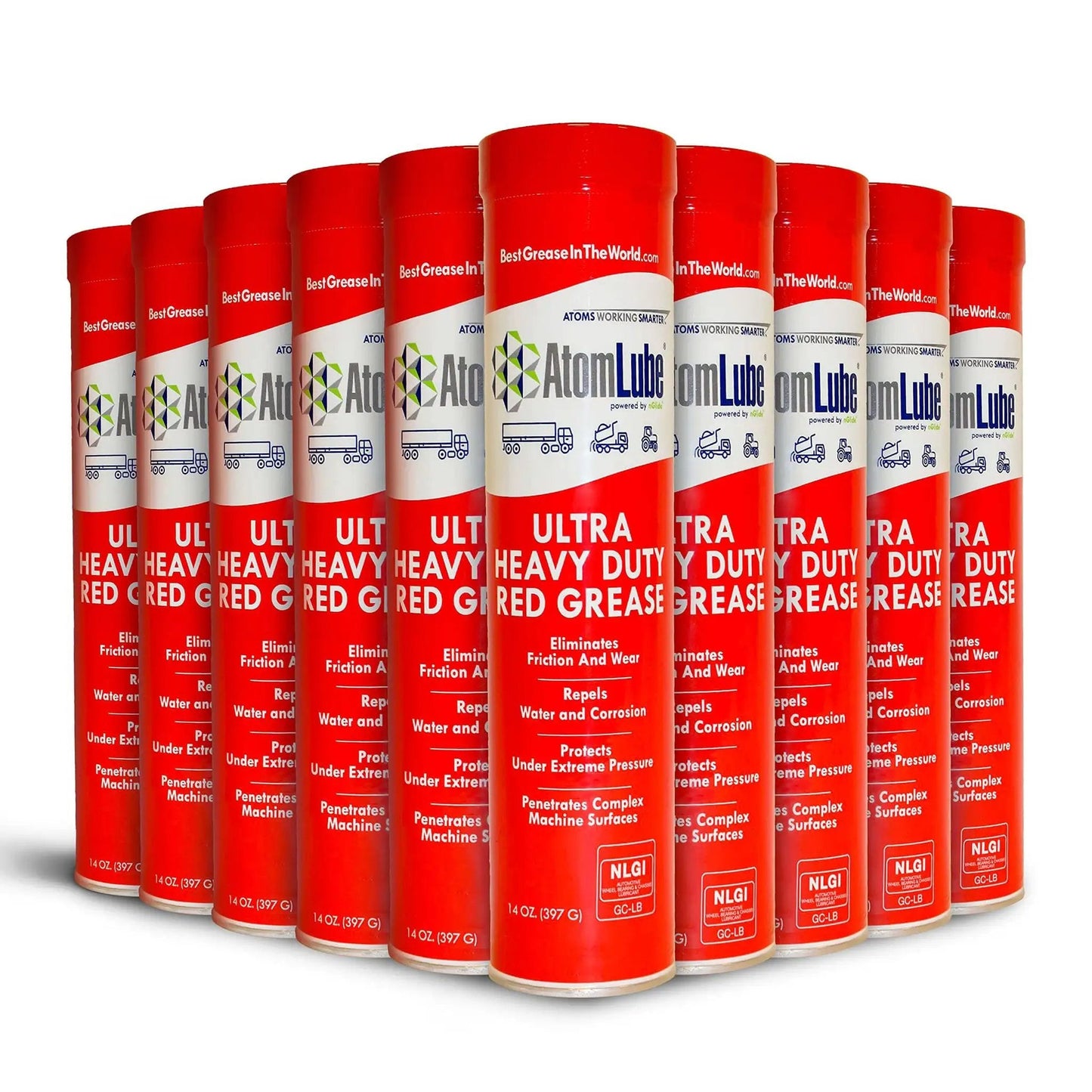 Ultra Heavy Duty Red Grease 14 Oz Tubes 10 Pack Waterproof High Temp Lubricant for Metal Surfaces NLGI 2 Wheel Bearing Grease