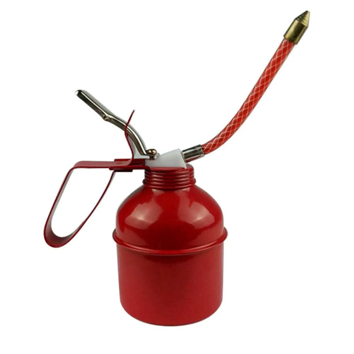 Easy Grip 400ml Manual Oiler Can With Red Lever for Precise Lubrication, featuring flexible hose and pump-action design for maintenance