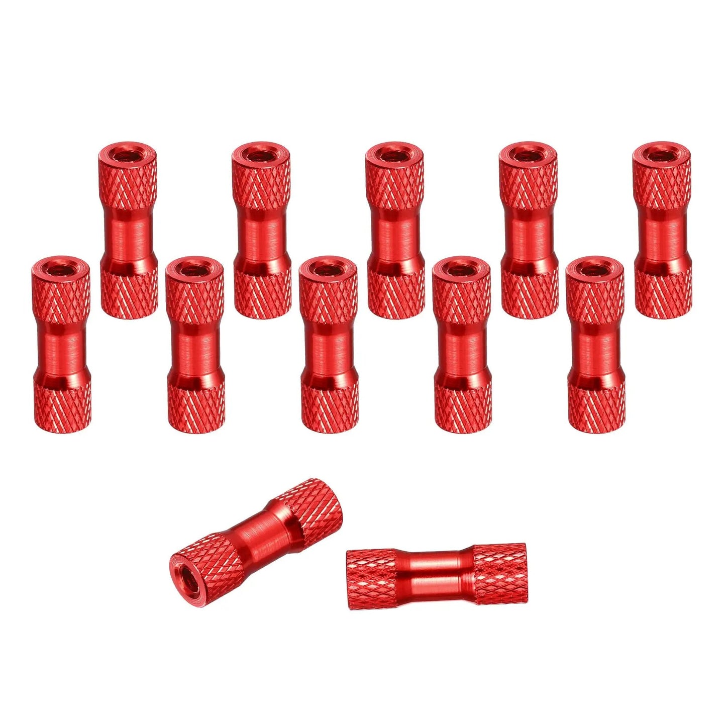 Red 12 Pack M3 X 18mm Knurled Aluminum Standoff Double Head Spacer Columns For FPV Drones RC Cars Airplanes