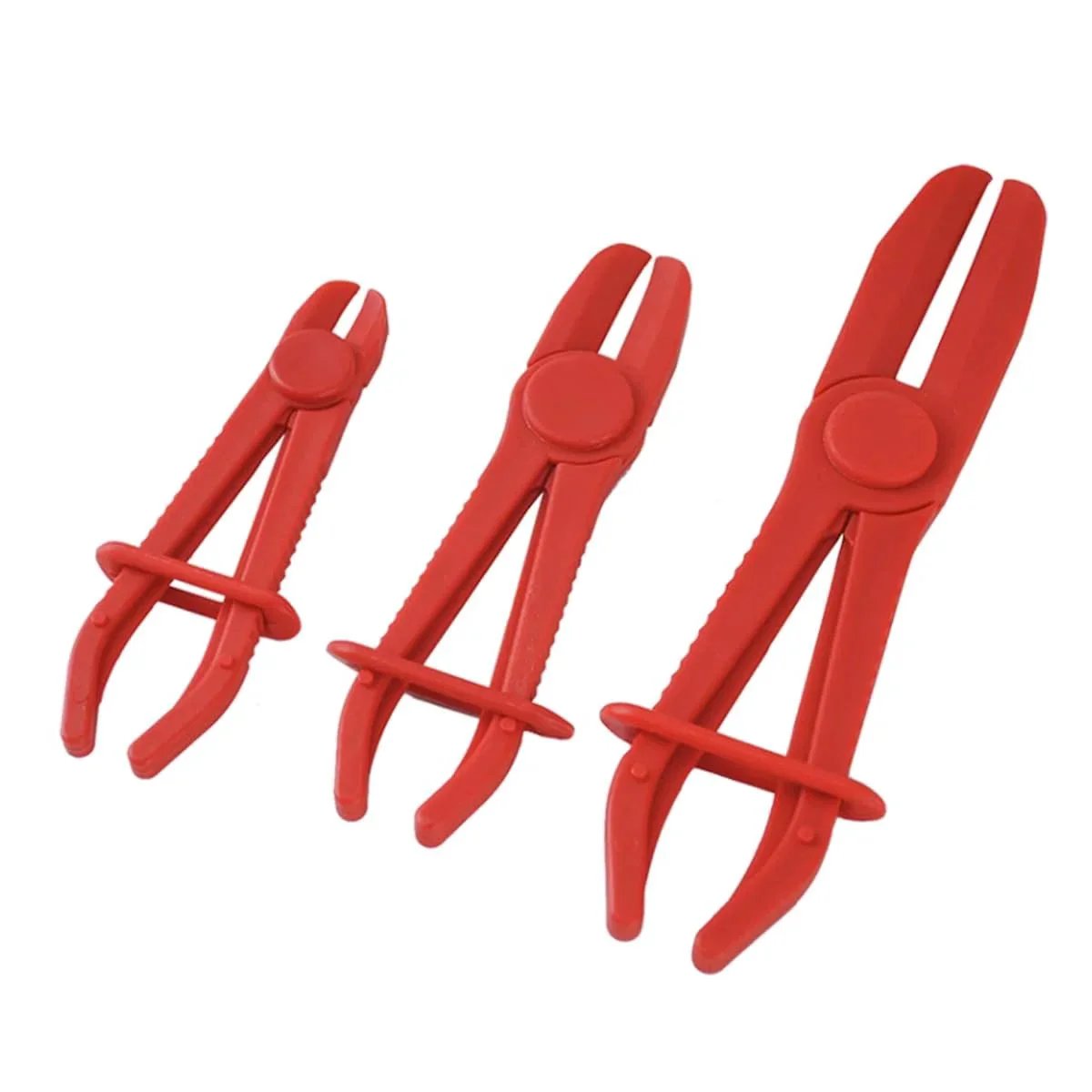 Three Pack Plastic Hose Pinch Off Pliers Set For Automotive Hoses And Fuel Lines Red Plastic Line Clamp Pliers Ideal For Radiator Brake Coolant Gas Lines And General Vehicle Maintenance