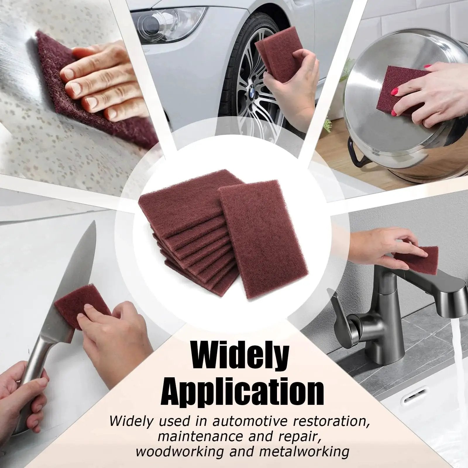 Six Pack Red Scuff Pads Very Fine Grade for Paint Prep and Finishing in various cleaning applications