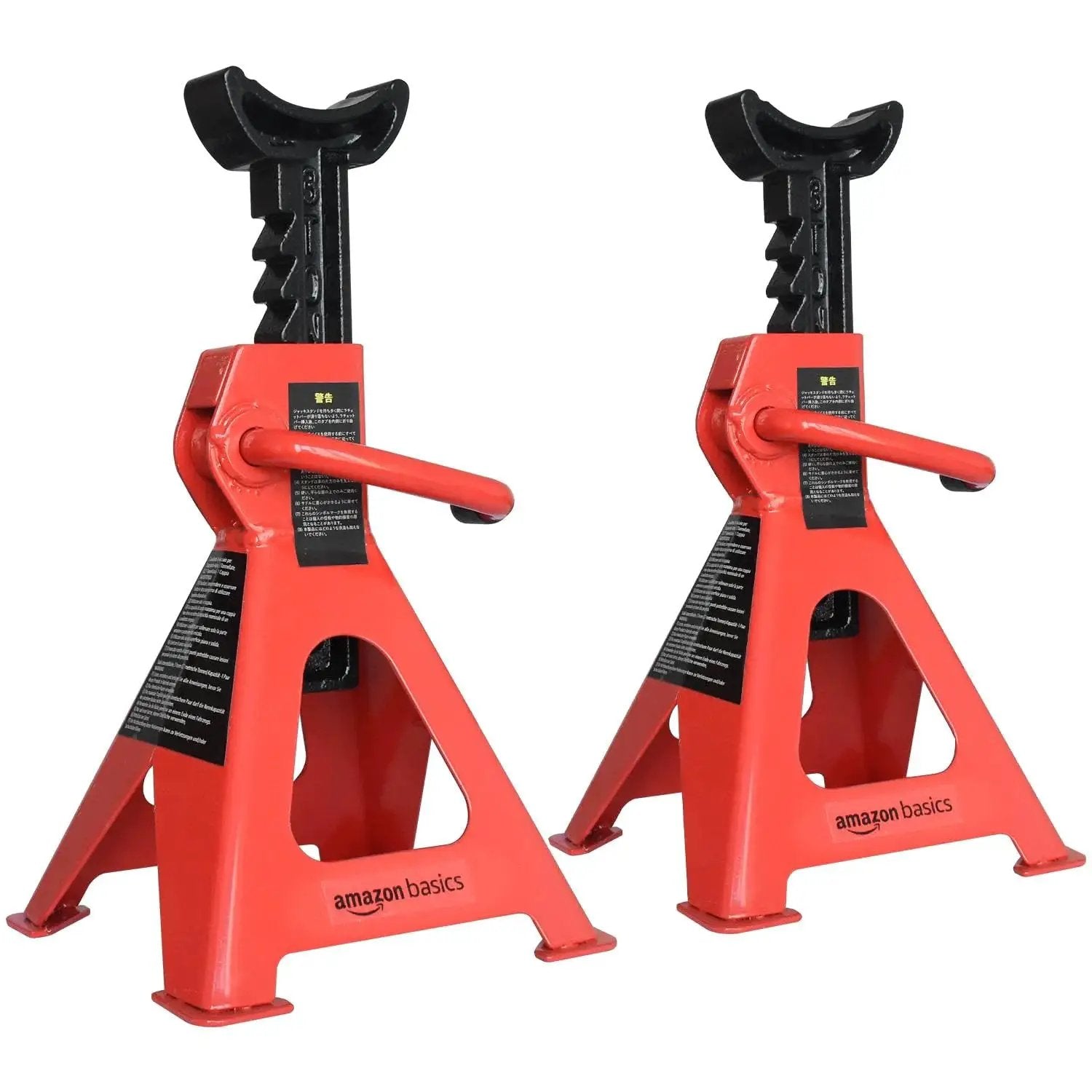 Steel Jack Stands 3 Ton Capacity Pair With Adjustable Height And Self Locking Ratchet Supports Up To 6000 Pounds Easy To Use