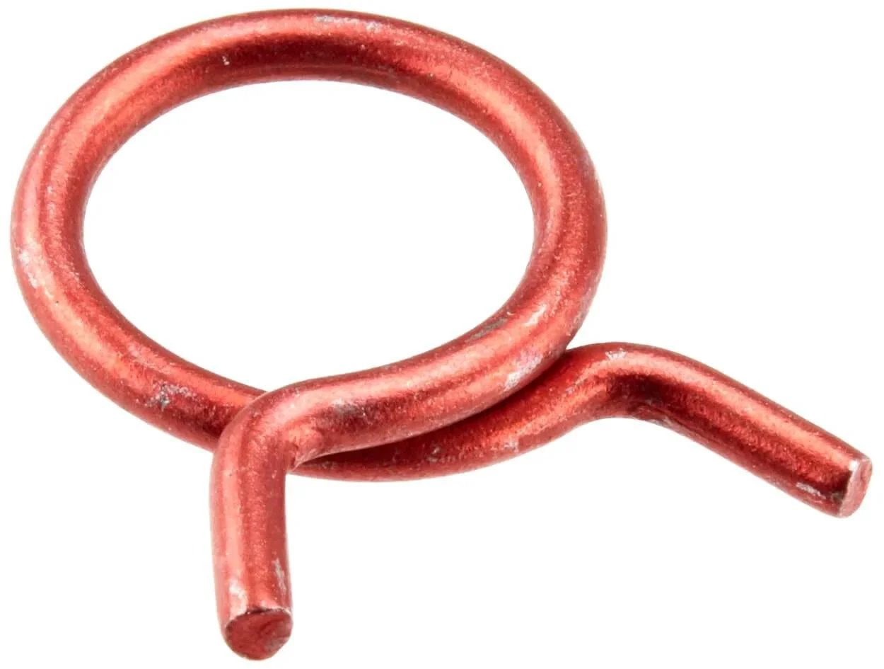 Rotor Clip HC-20ST R Steel Single Wire Hose Clamp For One And One Quarter Inch Hose OD Red Pack Of 25 With Peen Plated Zinc Finish