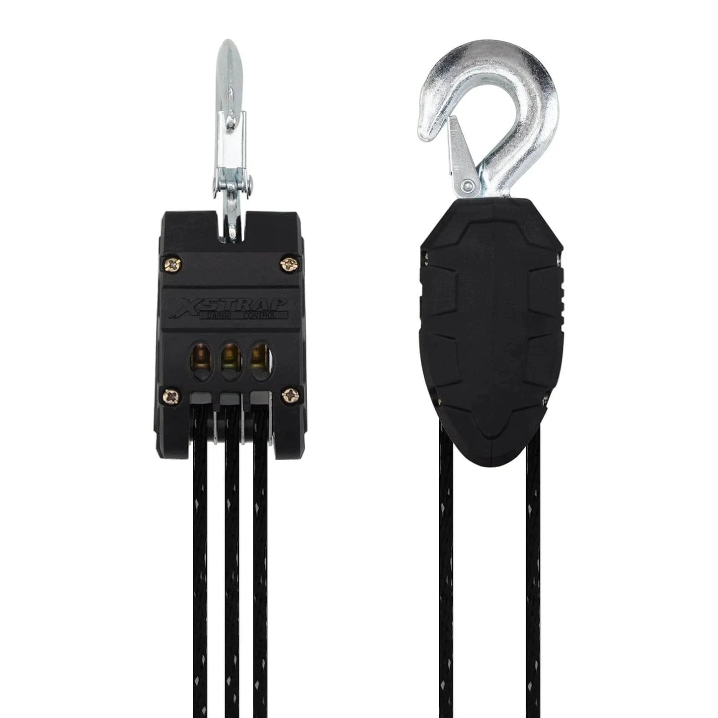 Reflective Rope Hoist 50 Ft 4.5mm Rope 5:1 Block And Tackle System 2000 Lbs Breaking Strength Zinc Plated Steel Wheel close-up