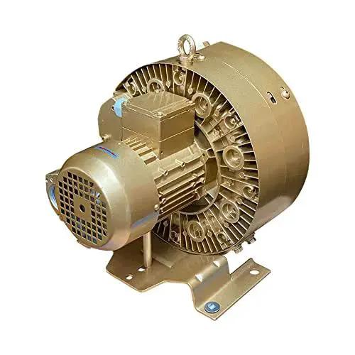 Regenerative blower EKZ 60-70 delivers high air flow at low pressure for pressure or vacuum applications, 35 CFM and 7 PSI, 13 inHg vacuum