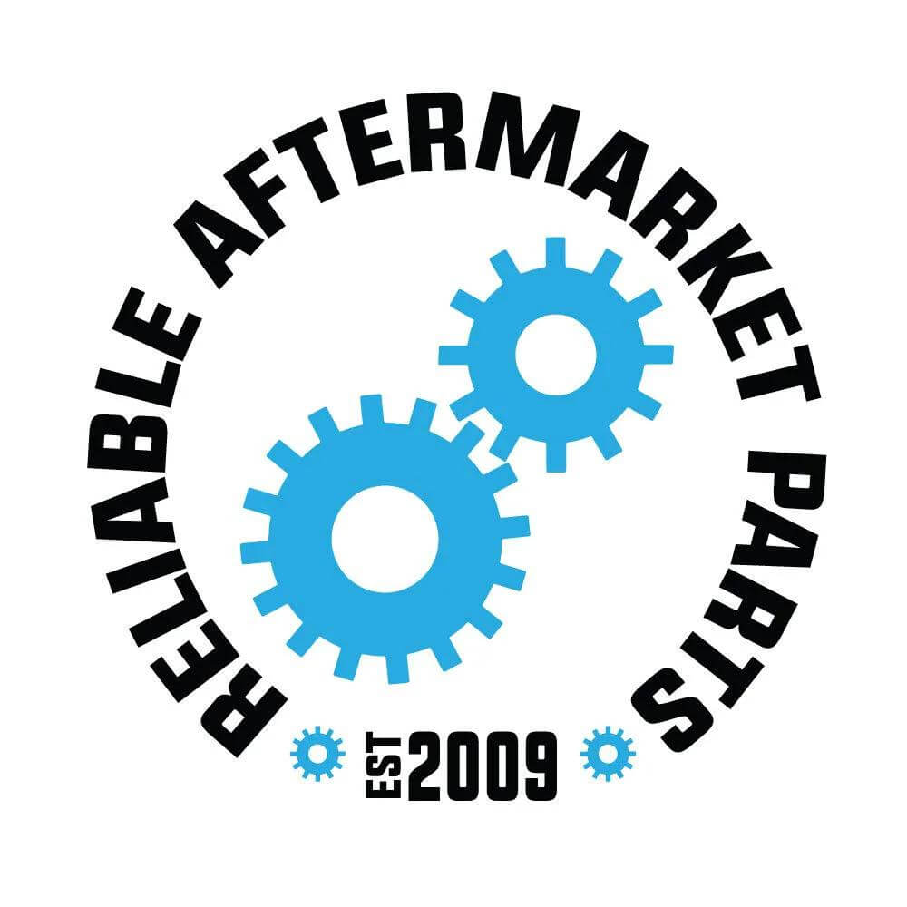 Logo of Reliable Aftermarket Parts with blue gears and text established in 2009.