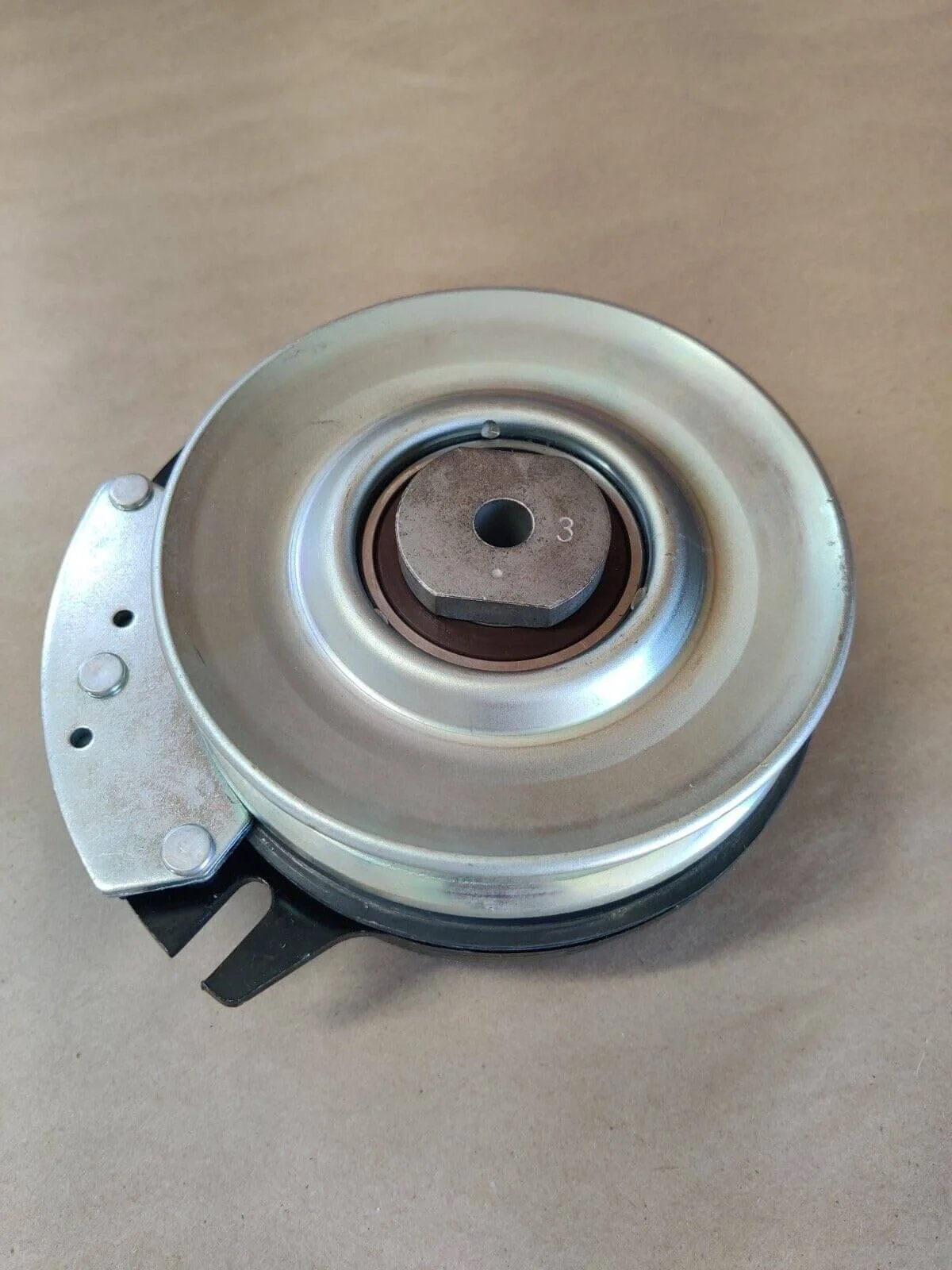 Front view of Replacement for Hustler Electric Clutch For 605827K 5219-193 Fits 36 42 and 52 OEM, showing metal exterior.