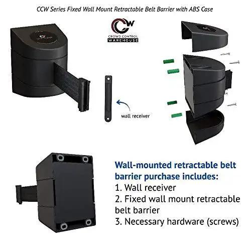 WMB-230 Fixed Wall Mount Retractable Belt Barrier With 30 Foot Belt In Yellow Caution Do Not Enter ABS Case components