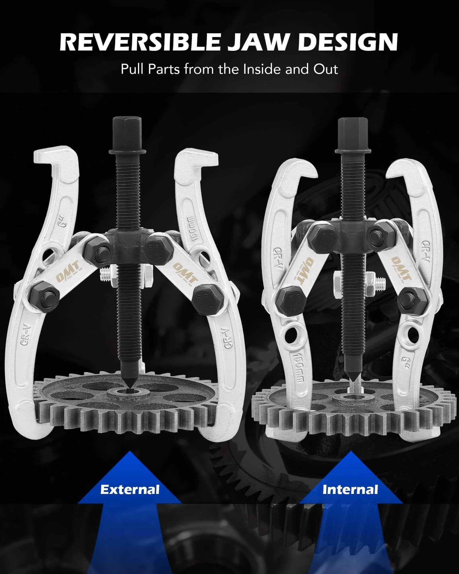 Gear Puller Set, 3" 4" 6" 8" Bearing Puller Kit, 24pc 2 Jaw & 3 Jaw Gear Puller with Reversible Jaws for Pulley Removal.