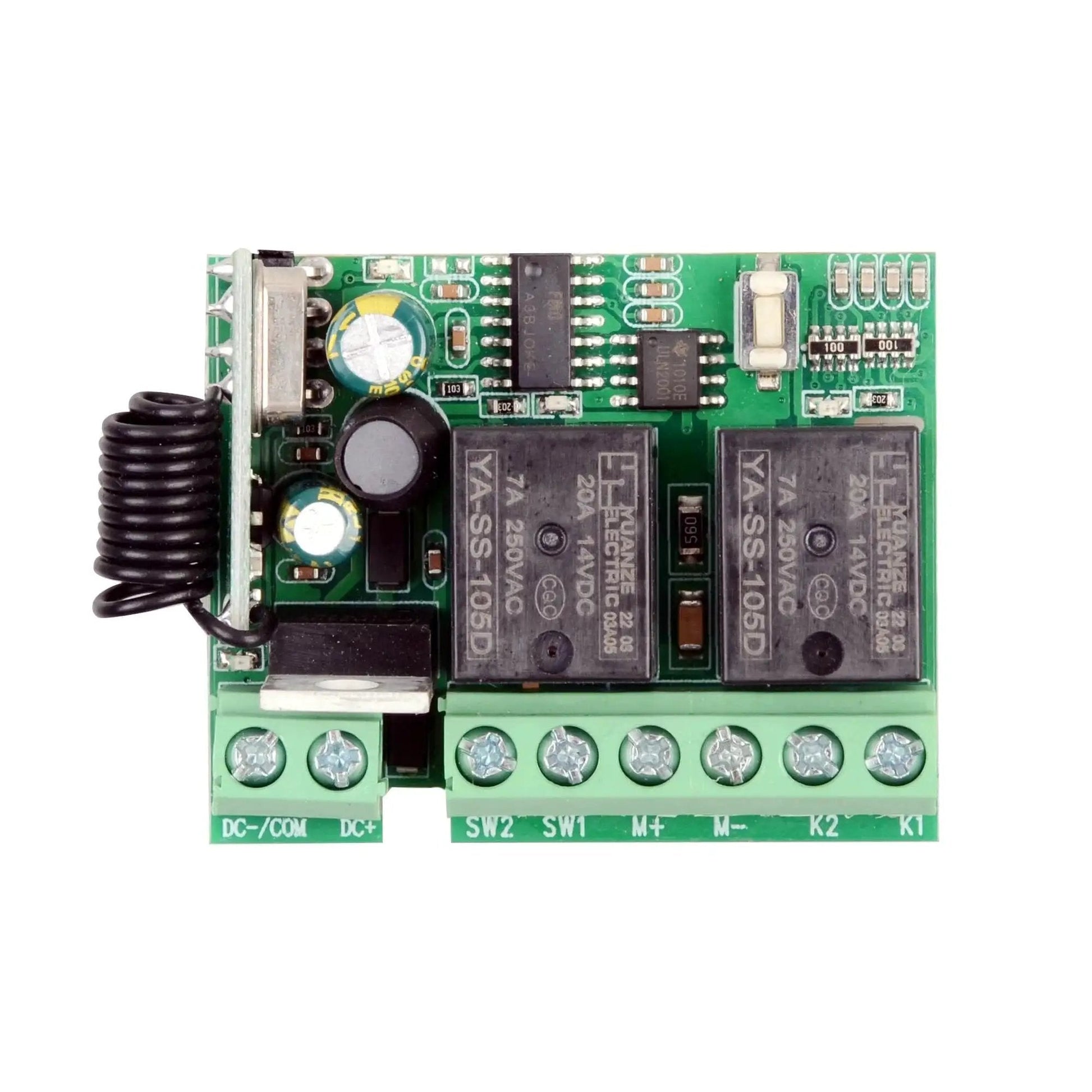 Wireless RF Remote Control Switch For DC Motors 12V 24V 36V Latched Model circuit board with relays and connectors