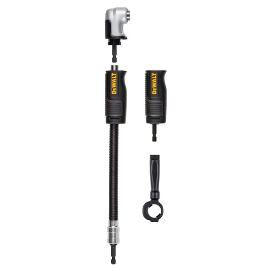 Right Angle Drill Attachment 4-In-1 System With 12-Inch Compact Straight Flexible Shaft 90 Degree Drill Adapter