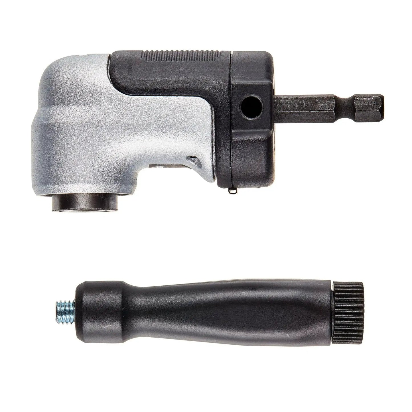 Right Angle Drill Attachment 4-In-1 System With 12-Inch Compact Straight Flexible Shaft shown in side view